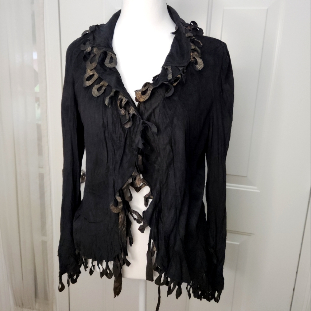 Vintage Alberto Makali Black Loop Cardigan Jacket Size Medium